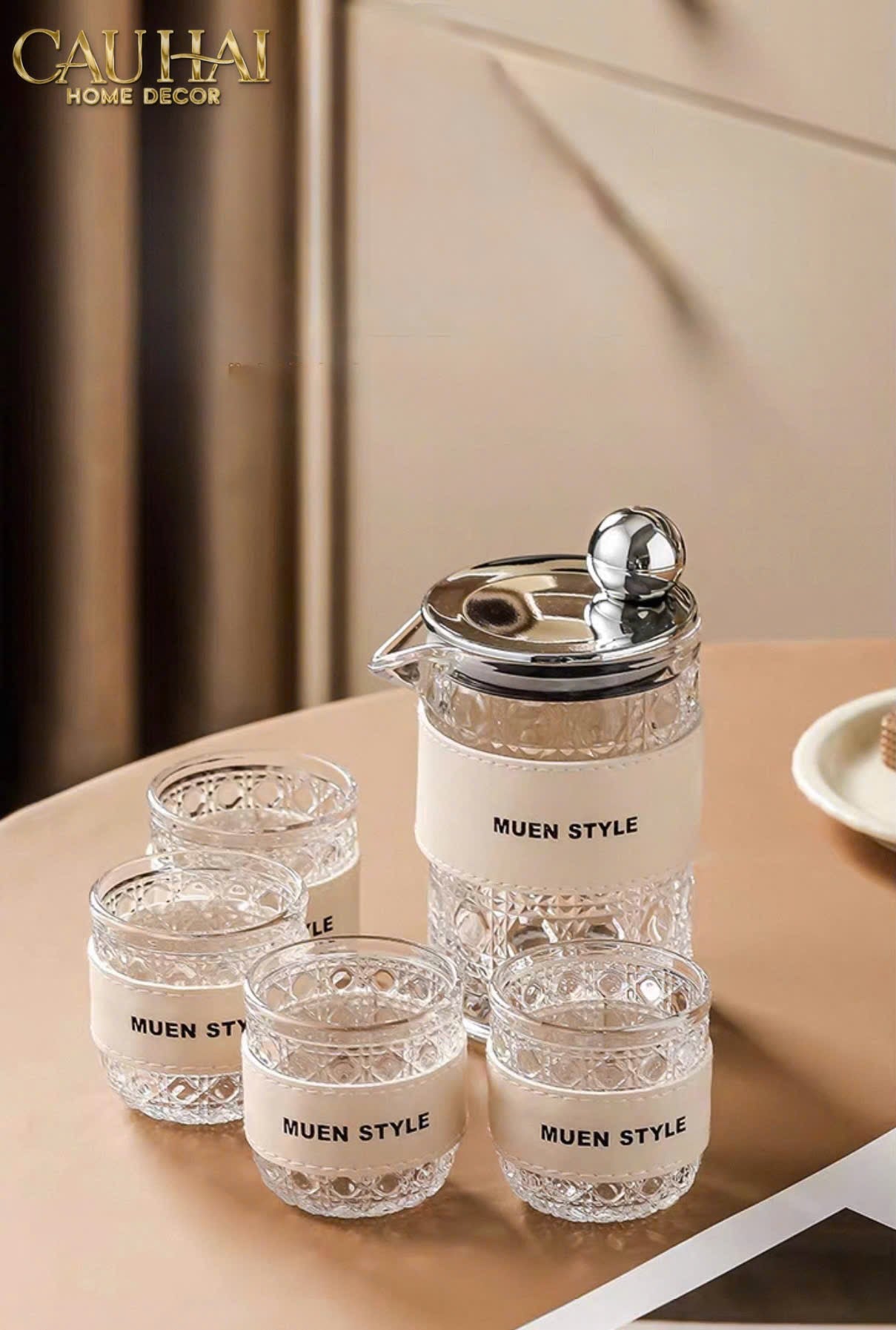 SET BÌNH NƯỚC THUỶ TINH JANIE 6PCS - CẬU HAI HOME DECOR