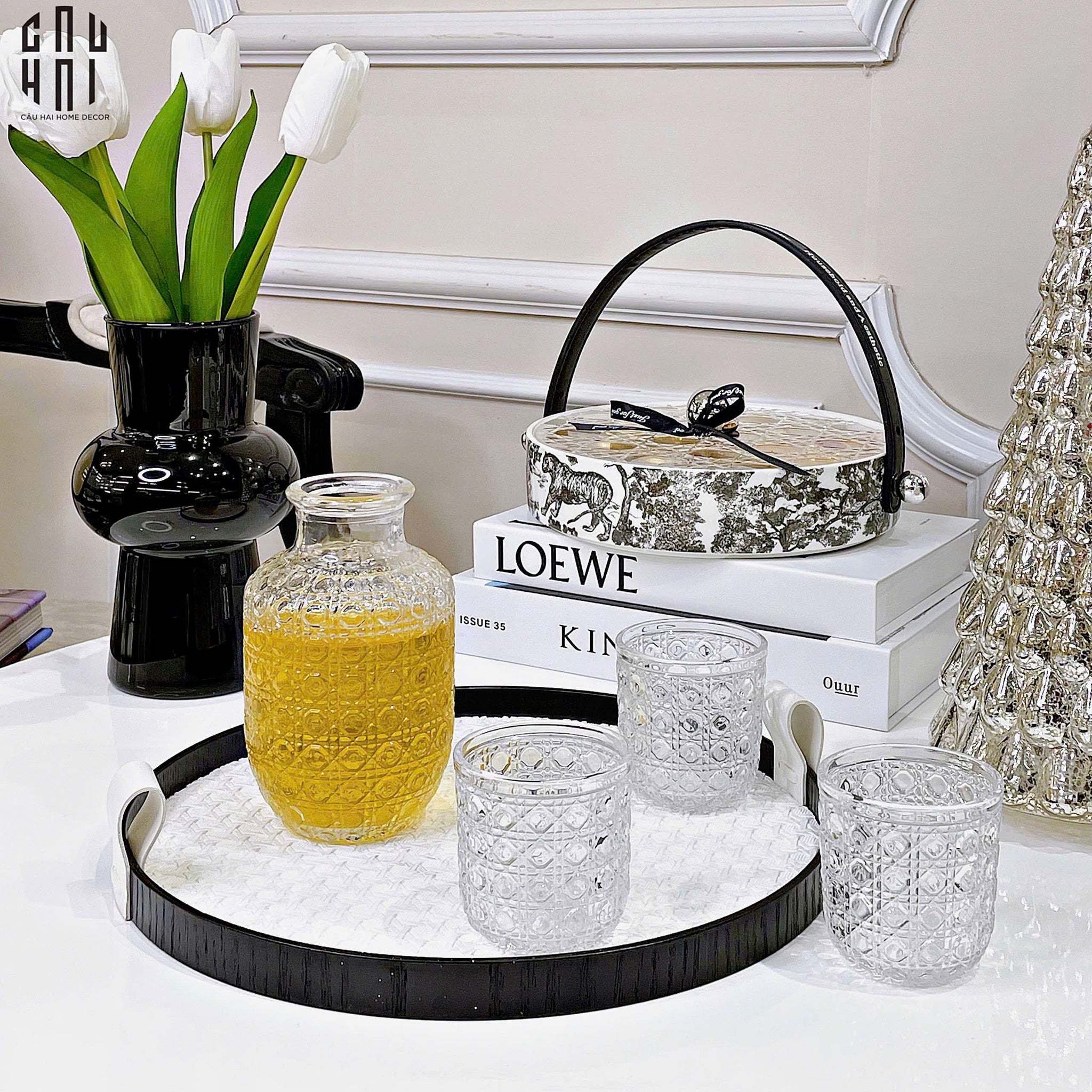 SET BÌNH NƯỚC THUỶ TINH LUXURY D.O UP DOWN CUP - CẬU HAI HOME DECOR