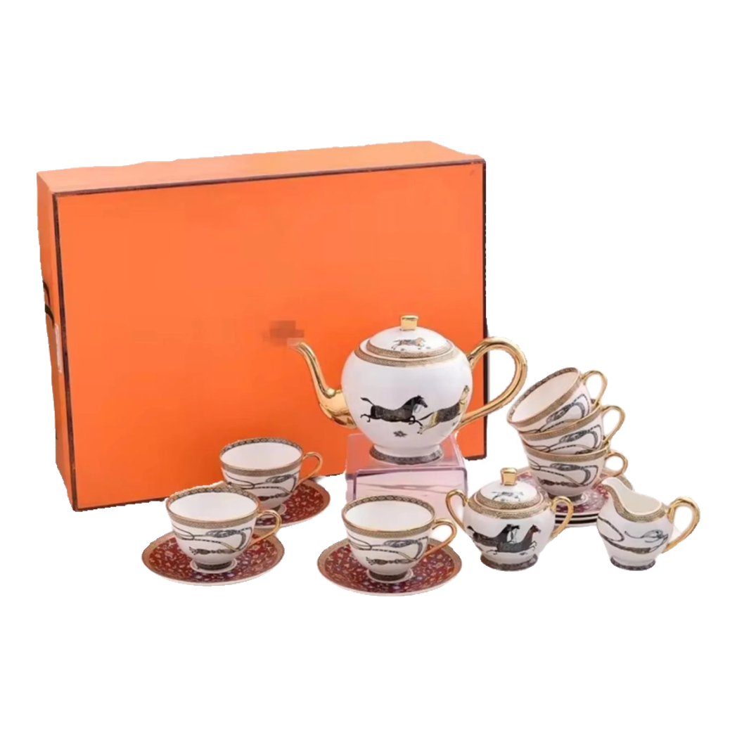 Maison Couture - Set Bình Trà H Class Legacy Équestre Héritage Harnais · Théière Ronde 15Pcs Tea Set-SET BÌNH TRÀ-Đối tác tại Trung Quốc theo từng đơn đặt hàng-CẬU HAI HOME DECOR