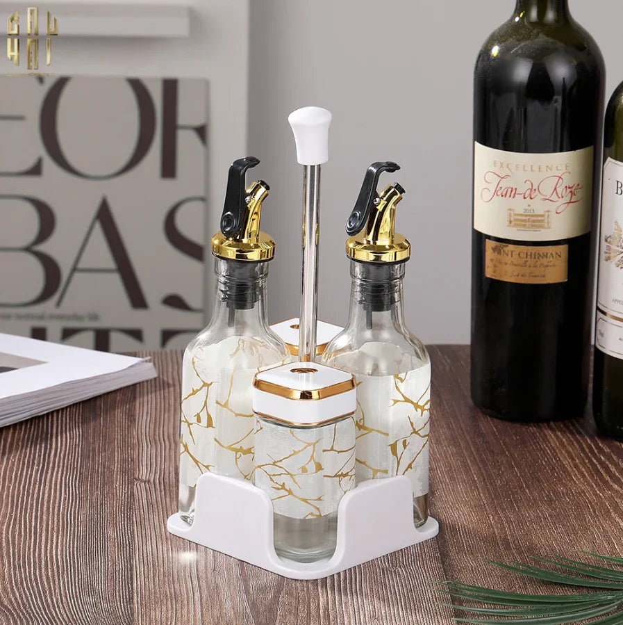 SET CHAI LỌ GIA VỊ GOLDEN VEIN WHITE FW25 - CẬU HAI HOME DECOR