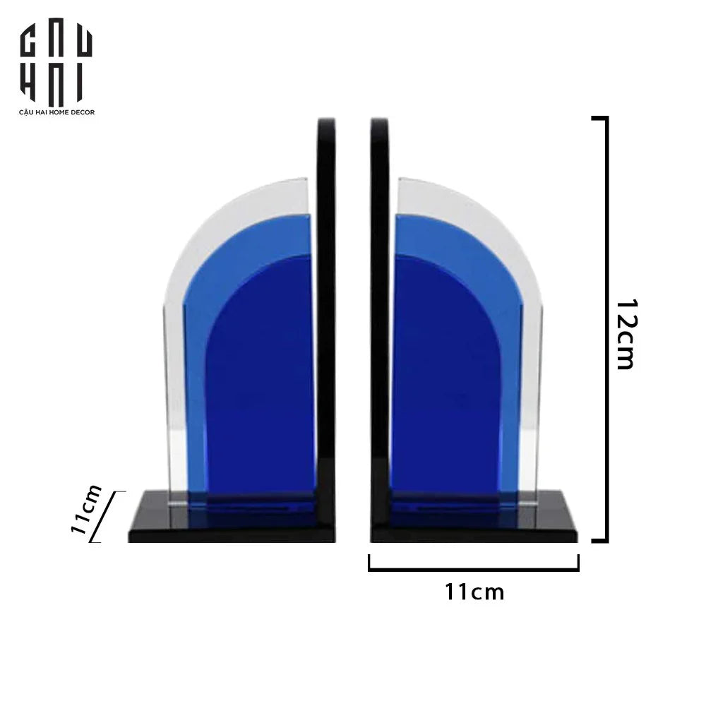 Chặn Sách Pha Lê Crystal Blue Moon Bookend-CẬU HAI HOME DECOR
