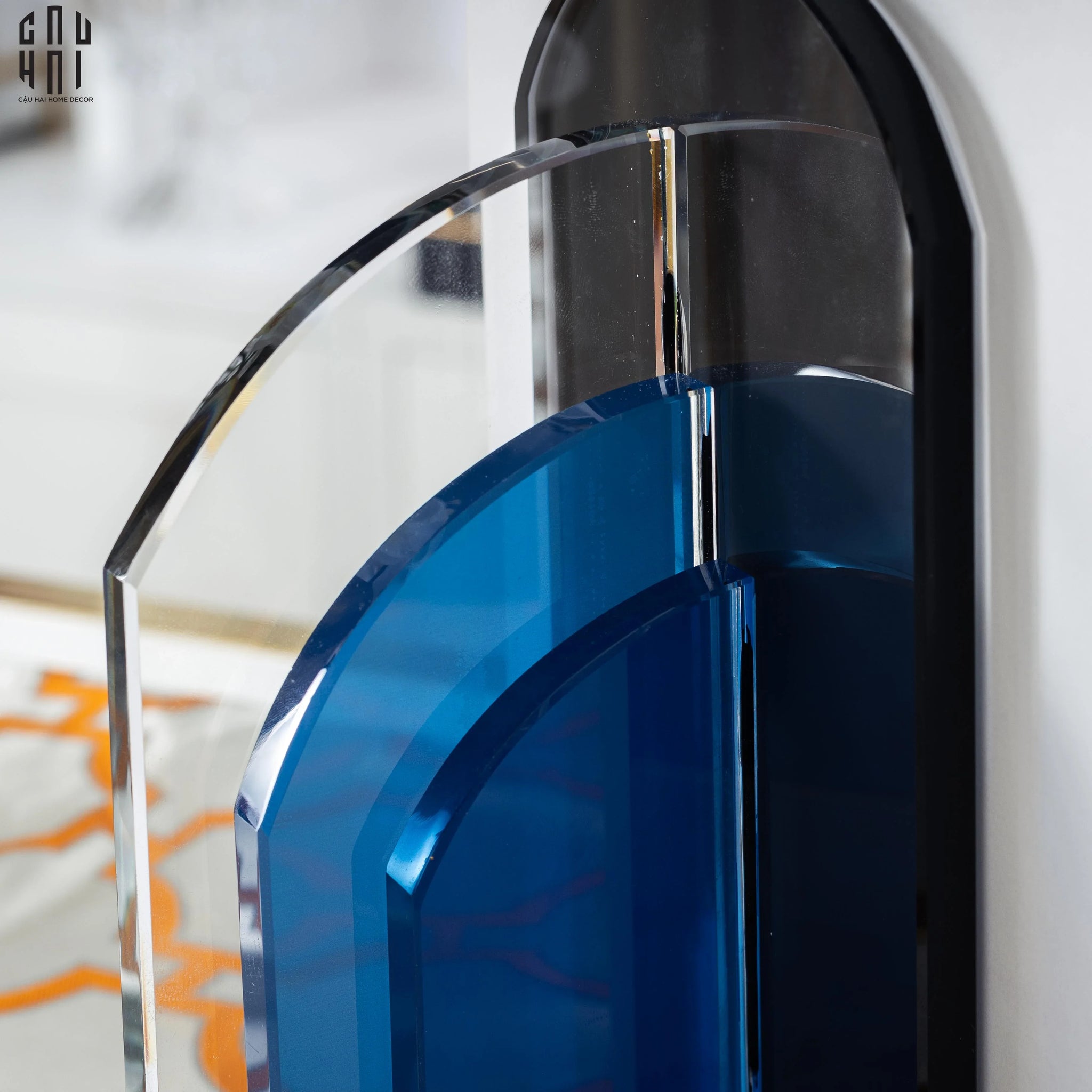 Chặn Sách Pha Lê Crystal Blue Moon Bookend-CẬU HAI HOME DECOR