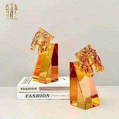 Set Chặn Sách Pha Lê Cavallier Ambré-CẬU HAI HOME DECOR