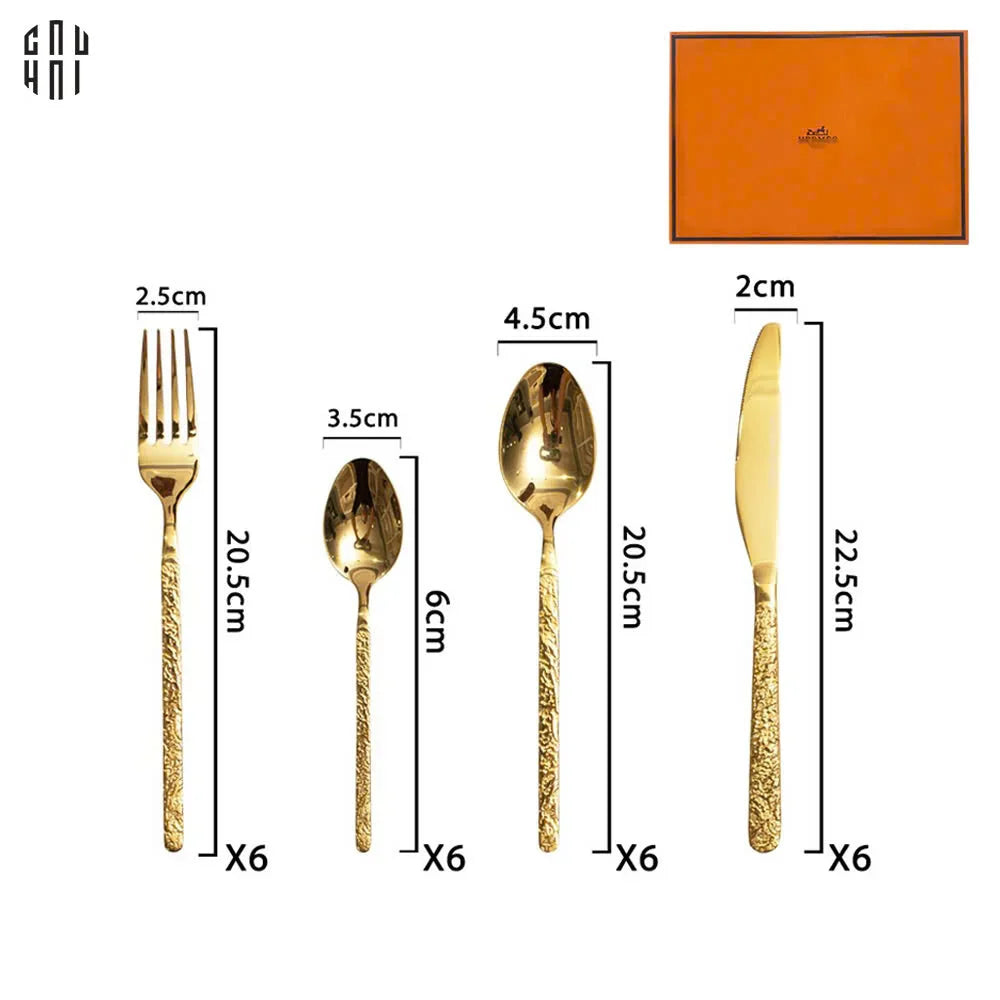 Set Dao Muỗng Nĩa 24 Món Glorious By Herm. Golden Premium Family's Cutlery 24Pcs-CẬU HAI HOME DECOR
