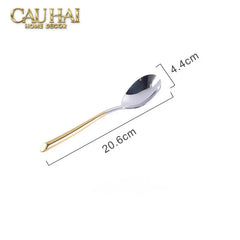 Set Dao Muỗng Nĩa 4 Món Élégance Allure Gilded Silver Dualité Premium Cutlery 4pcs-CẬU HAI HOME DECOR