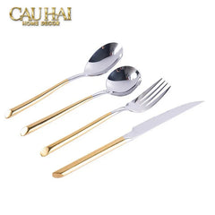 Set Dao Muỗng Nĩa 4 Món Élégance Allure Gilded Silver Dualité Premium Cutlery 4pcs-CẬU HAI HOME DECOR