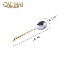 Set Dao Muỗng Nĩa 4 Món Élégance Allure Gilded Silver Dualité Premium Cutlery 4pcs-CẬU HAI HOME DECOR