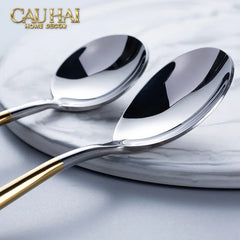 Set Dao Muỗng Nĩa 4 Món Élégance Allure Gilded Silver Dualité Premium Cutlery 4pcs-CẬU HAI HOME DECOR
