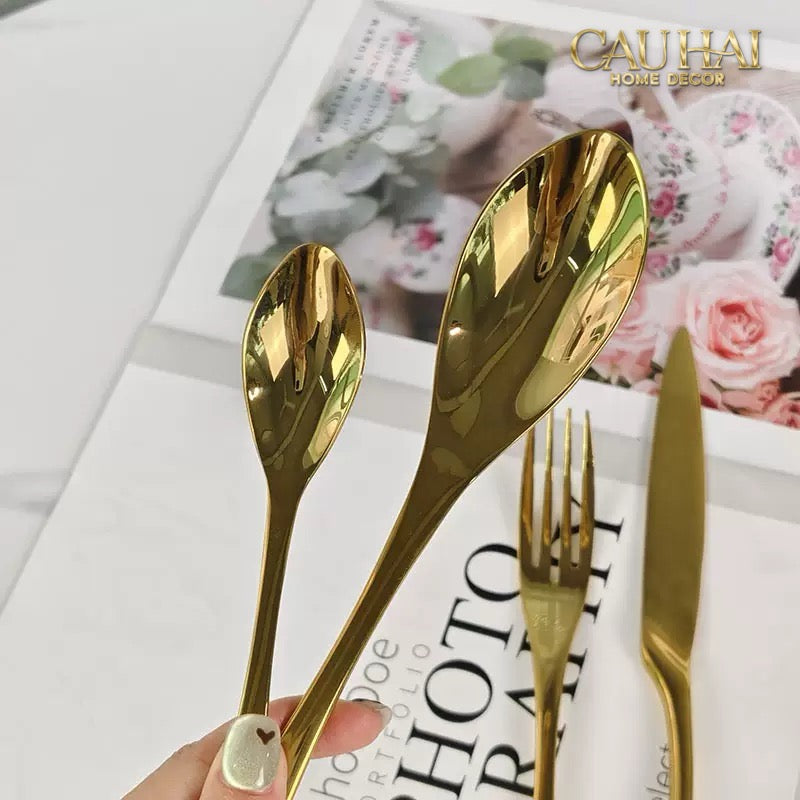 Set Dao Muỗng Nĩa 4 Món H Class Golden Attelage Noble Dinner Cutlery 4pcs-CẬU HAI HOME DECOR