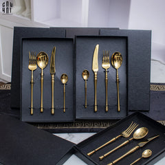 Set Dao Muỗng Nĩa 4 Món Haute Glamour Trident - Shining Golden Premium Cutlery 4pcs-CẬU HAI HOME DECOR