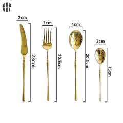 Set Dao Muỗng Nĩa 4 Món Haute Glamour Trident - Shining Golden Premium Cutlery 4pcs-CẬU HAI HOME DECOR