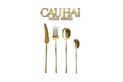 Set Dao Muỗng Nĩa 4 Món Haute Glamour Trident - Shining Golden Premium Cutlery 4pcs-CẬU HAI HOME DECOR