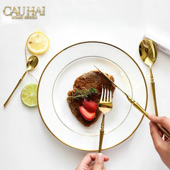 Set Dao Muỗng Nĩa 4 Món Haute Glamour Trident - Shining Golden Premium Cutlery 4pcs-CẬU HAI HOME DECOR