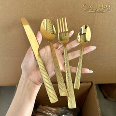 Set Dao Muỗng Nĩa 4 Món Impérial Sand Gold H Class Dinner Cutlery 4pcs-CẬU HAI HOME DECOR