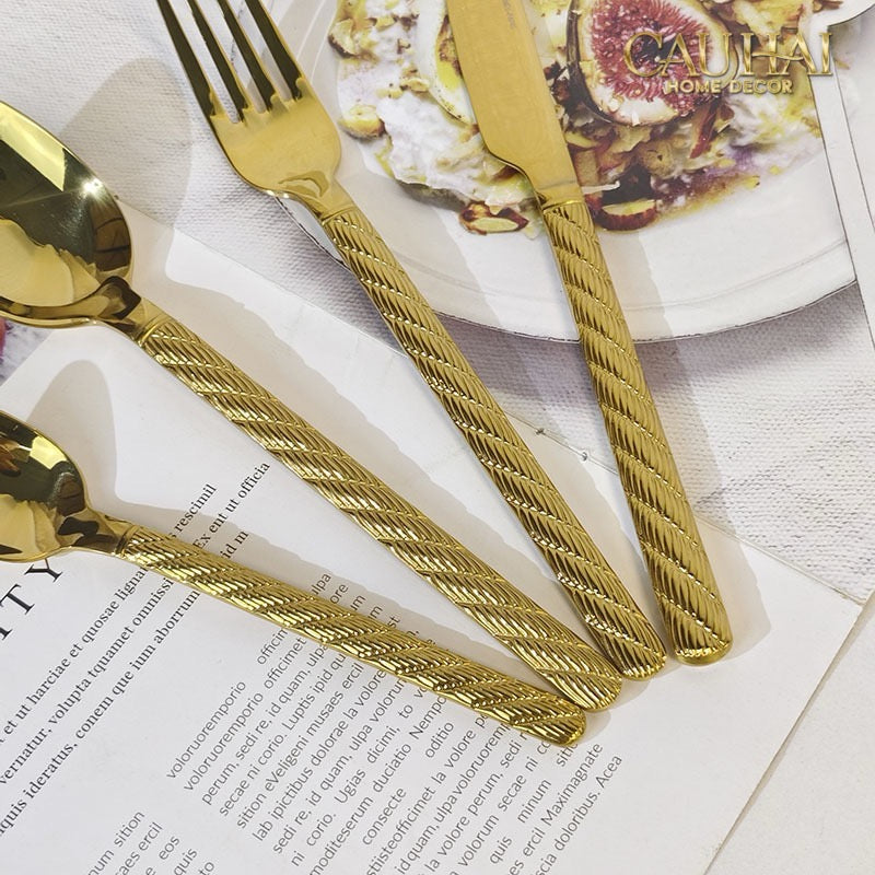 Set Dao Muỗng Nĩa 4 Món Impérial Sand Gold H Class Dinner Cutlery 4pcs-CẬU HAI HOME DECOR