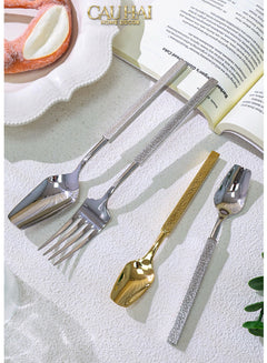 Set Dao Muỗng Nĩa 4 Món Raw Metal Gold Hybrid Dinner Cutlery Set 4pcs-CẬU HAI HOME DECOR