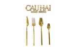 Set Dao Muỗng Nĩa 4 Món Raw Metal Gold Hybrid Dinner Cutlery Set 4pcs-Dinner Cutlery Set Dao Muỗng Nĩa-CẬU HAI HOME DECOR-CẬU HAI HOME DECOR
