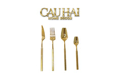 Set Dao Muỗng Nĩa 4 Món Raw Metal Gold Hybrid Dinner Cutlery Set 4pcs-CẬU HAI HOME DECOR