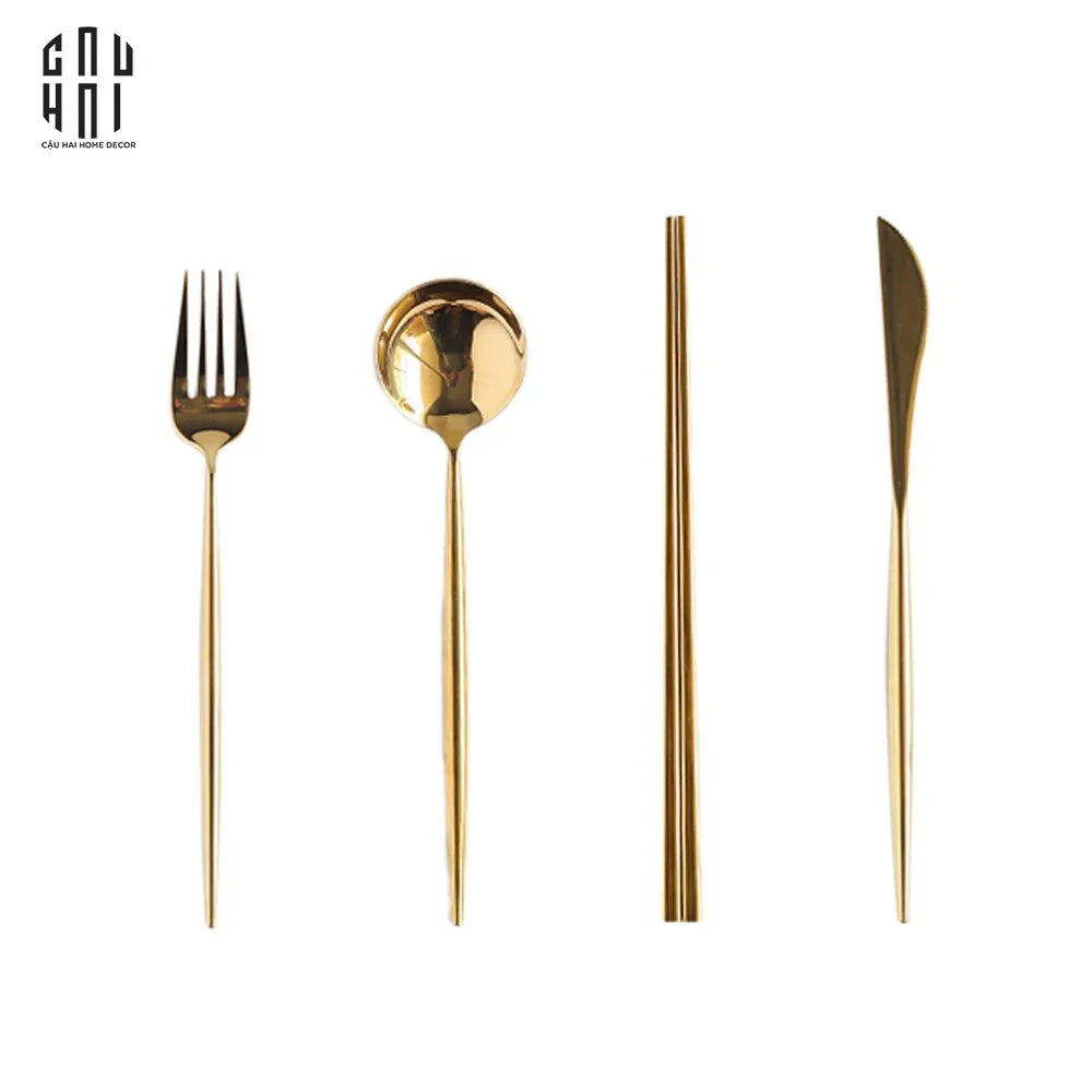 SET DAO NĨA GOLDEN 4PCS - CUTLERY GOLDEN 4PCS - CẬU HAI HOME DECOR