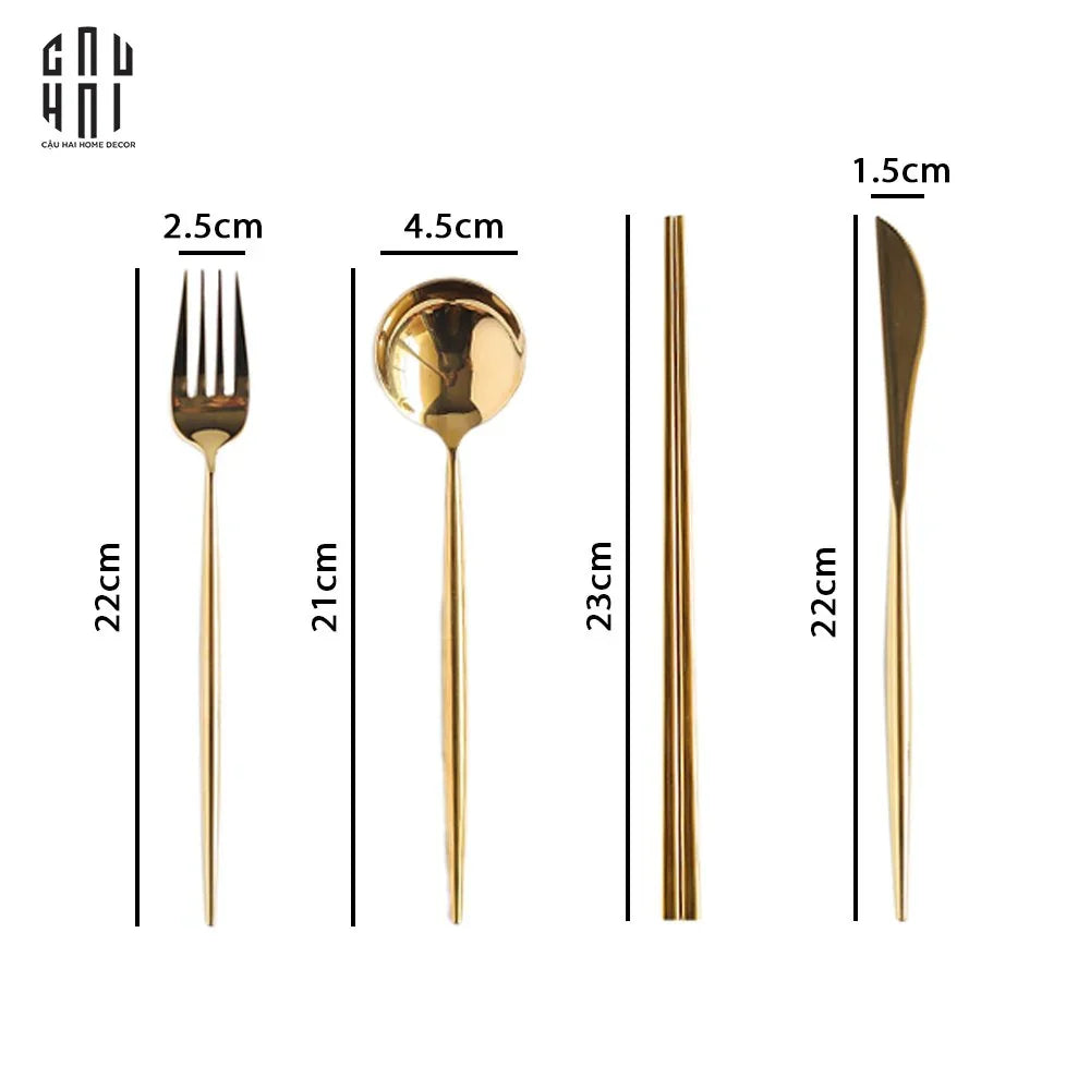 SET DAO NĨA GOLDEN 4PCS - CUTLERY GOLDEN 4PCS - CẬU HAI HOME DECOR
