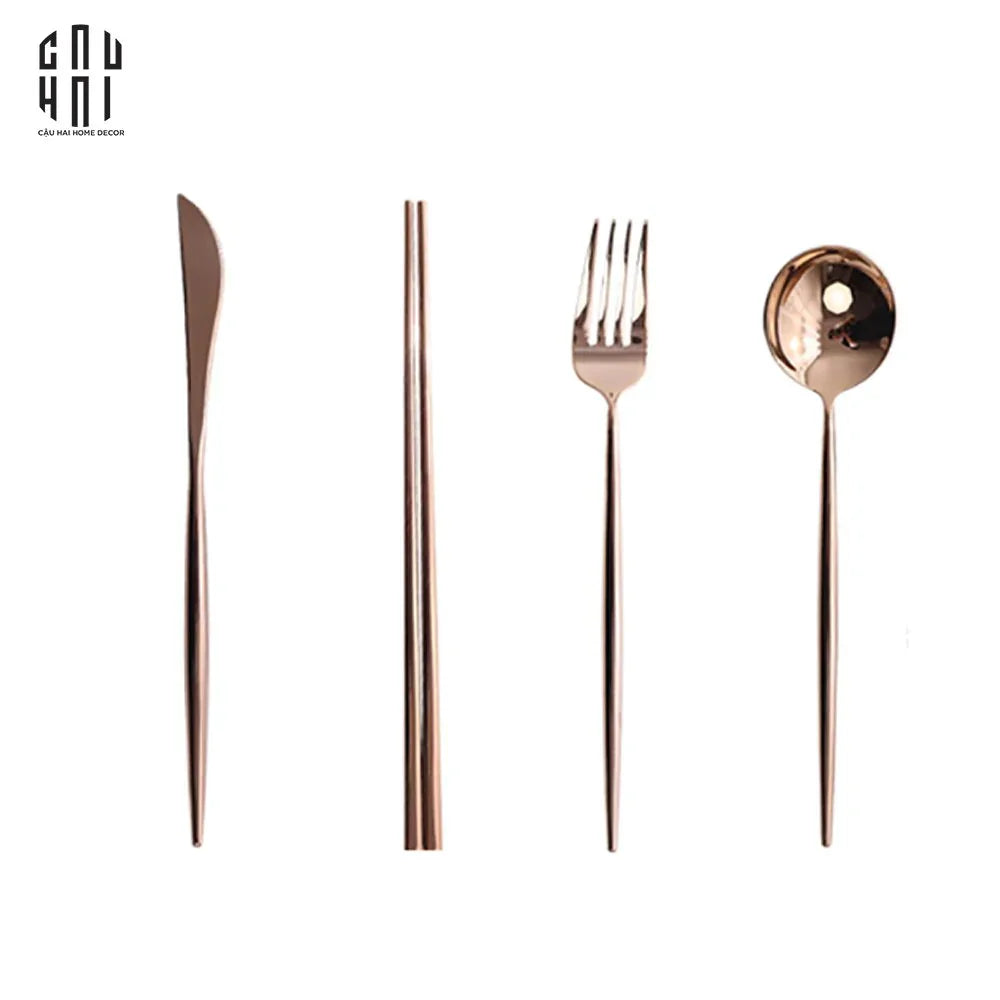 SET DAO NĨA ROSE GOLD 4PCS - CUTLERY ROSE GOLD 4PCS - CẬU HAI HOME DECOR