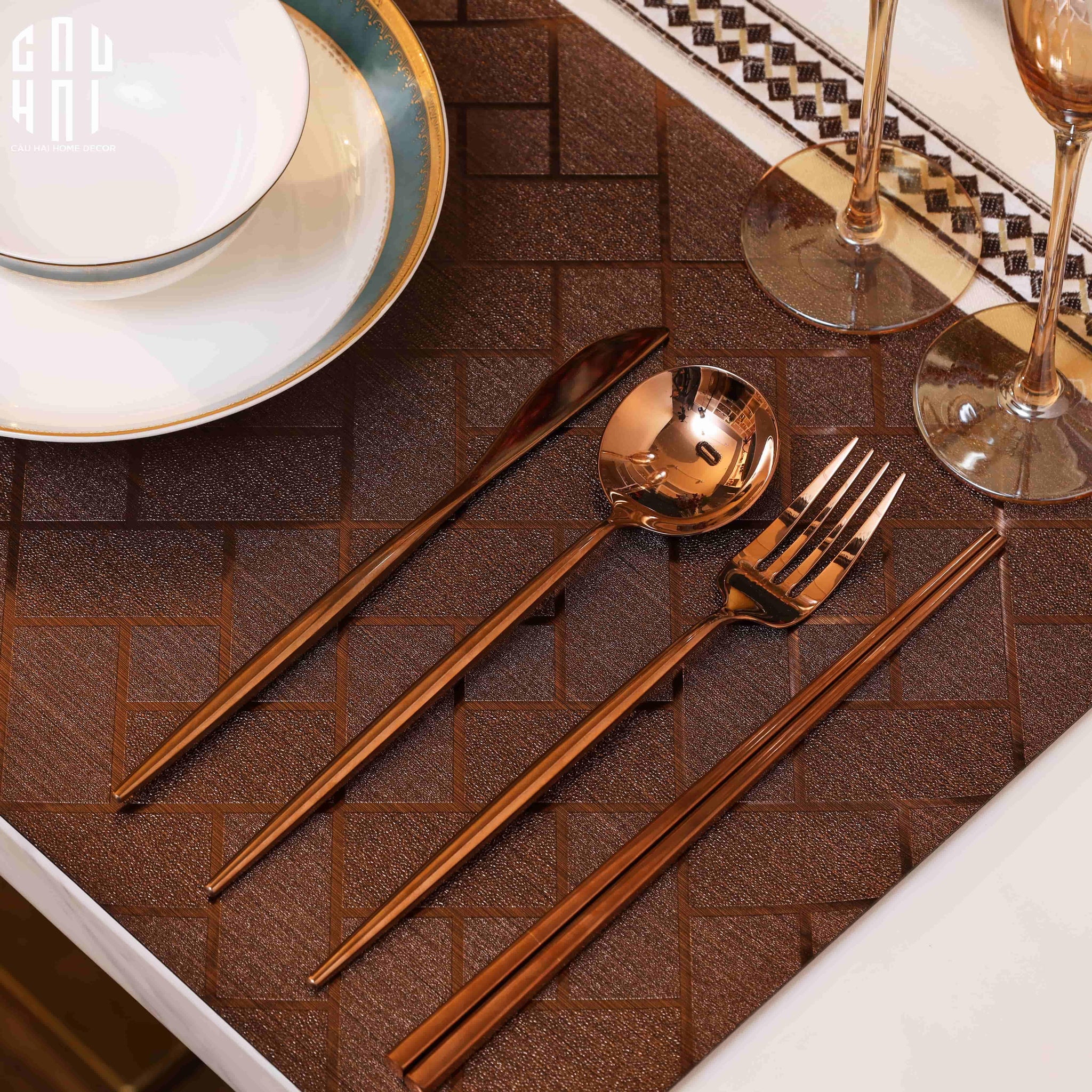 SET DAO NĨA ROSE GOLD 4PCS - CUTLERY ROSE GOLD 4PCS - CẬU HAI HOME DECOR