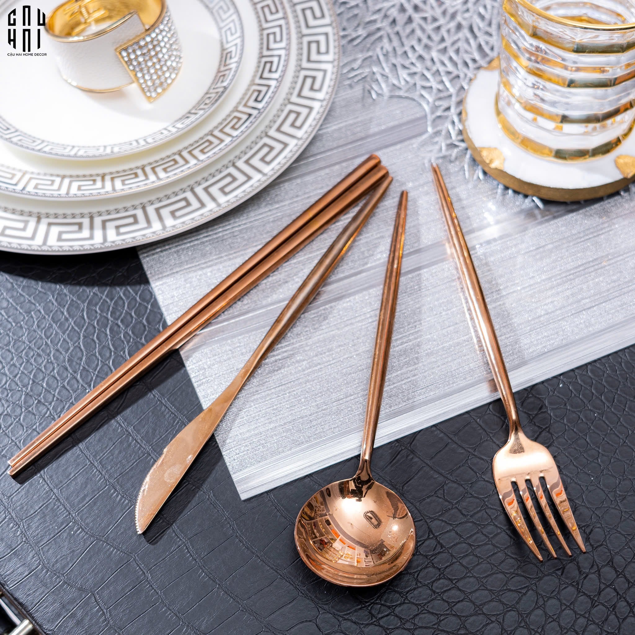 SET DAO NĨA ROSE GOLD 4PCS - CUTLERY ROSE GOLD 4PCS - CẬU HAI HOME DECOR
