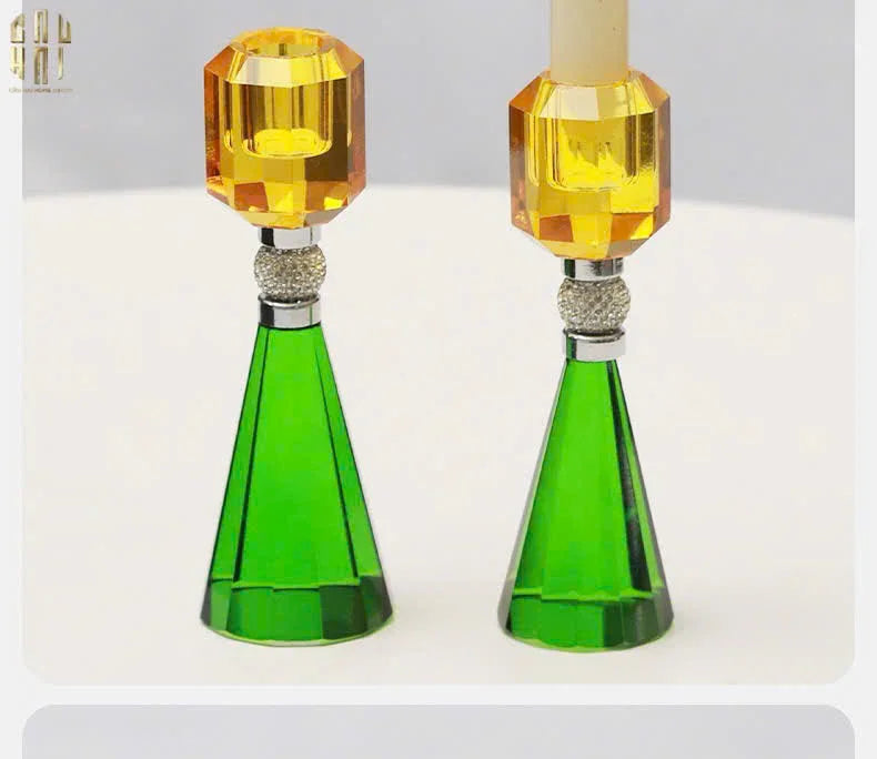 SET ĐẾ NẾN PHA LÊ - CANDLE GEM – EMERALD & CITRINE - CẬU HAI HOME DECOR