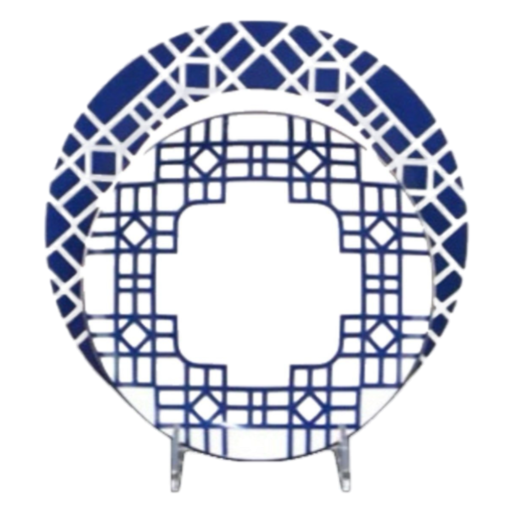 Set Đĩa Dinner Gốm Sứ Lattice Atelier Cobalt 2pcs-SET CHÉN DĨA-CẬU HAI HOME DECOR-CẬU HAI HOME DECOR