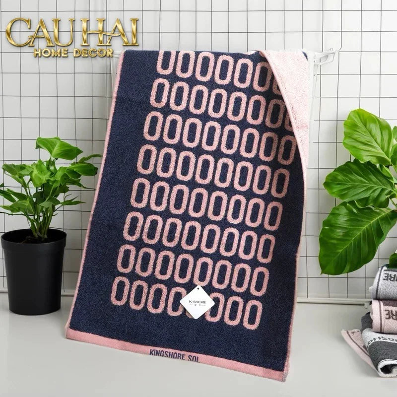 SET KHĂN TẮM 75x140 & 34x74 ZERO - ROSE NAVY BATH TOWEL - CẬU HAI HOME DECOR