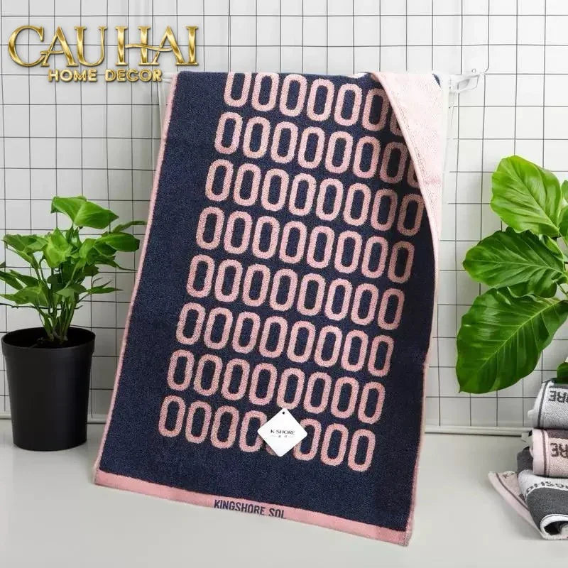 SET KHĂN TẮM 75x140 & 34x74 ZERO - ROSE NAVY BATH TOWEL - CẬU HAI HOME DECOR