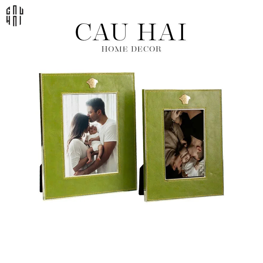 HOME COUTURE - SET 2 KHUNG ẢNH DA CADRE CUIR VERT MOUSSE ÉLÉGANCE - CẬU HAI HOME DECOR