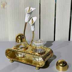Set Lọ Gia Vị Persian Golden Callac Lily Vanity-CẬU HAI HOME DECOR