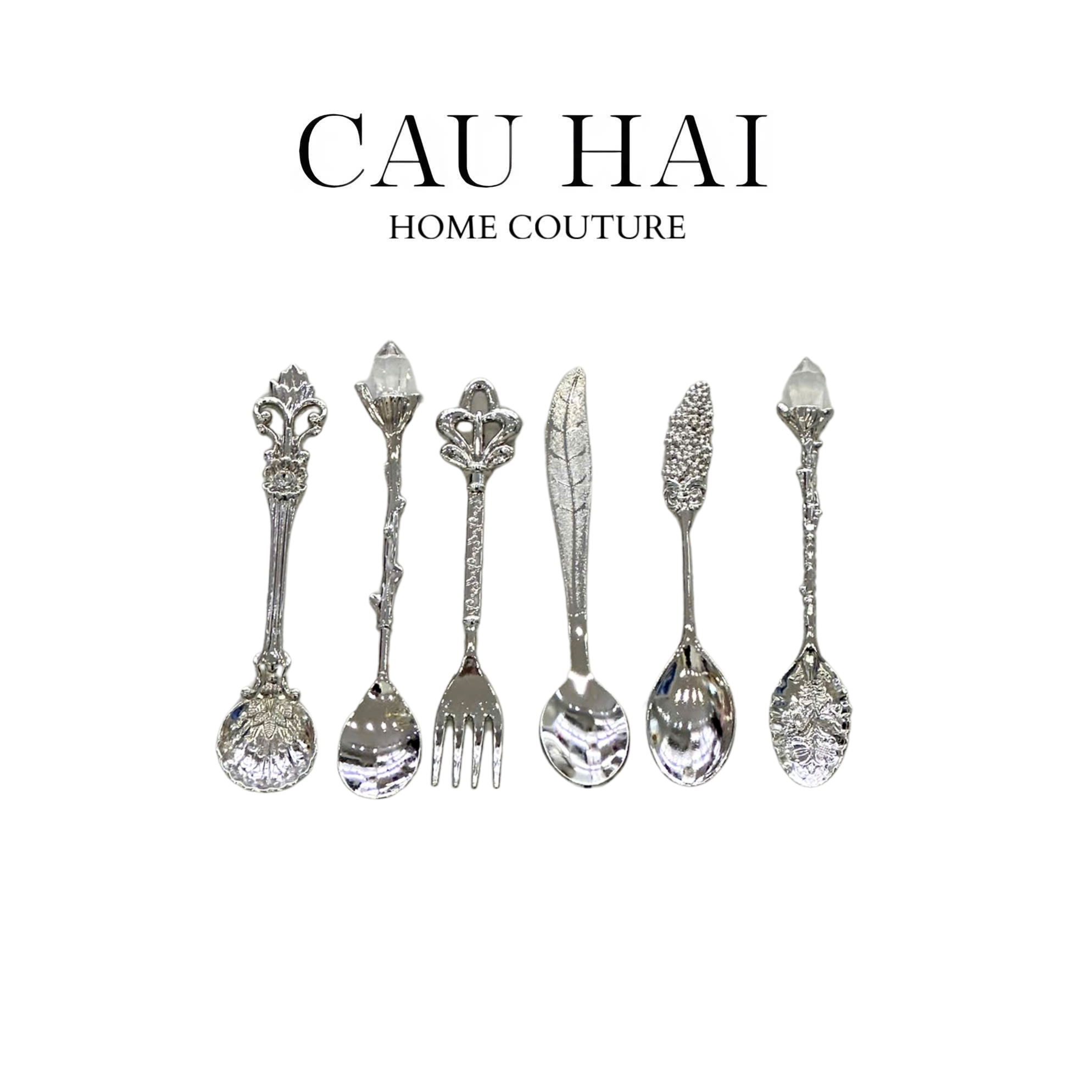 SET MUỖNG COFFEE SPOON SILVER ANTIQUE 6 CÁI - CẬU HAI HOME DECOR