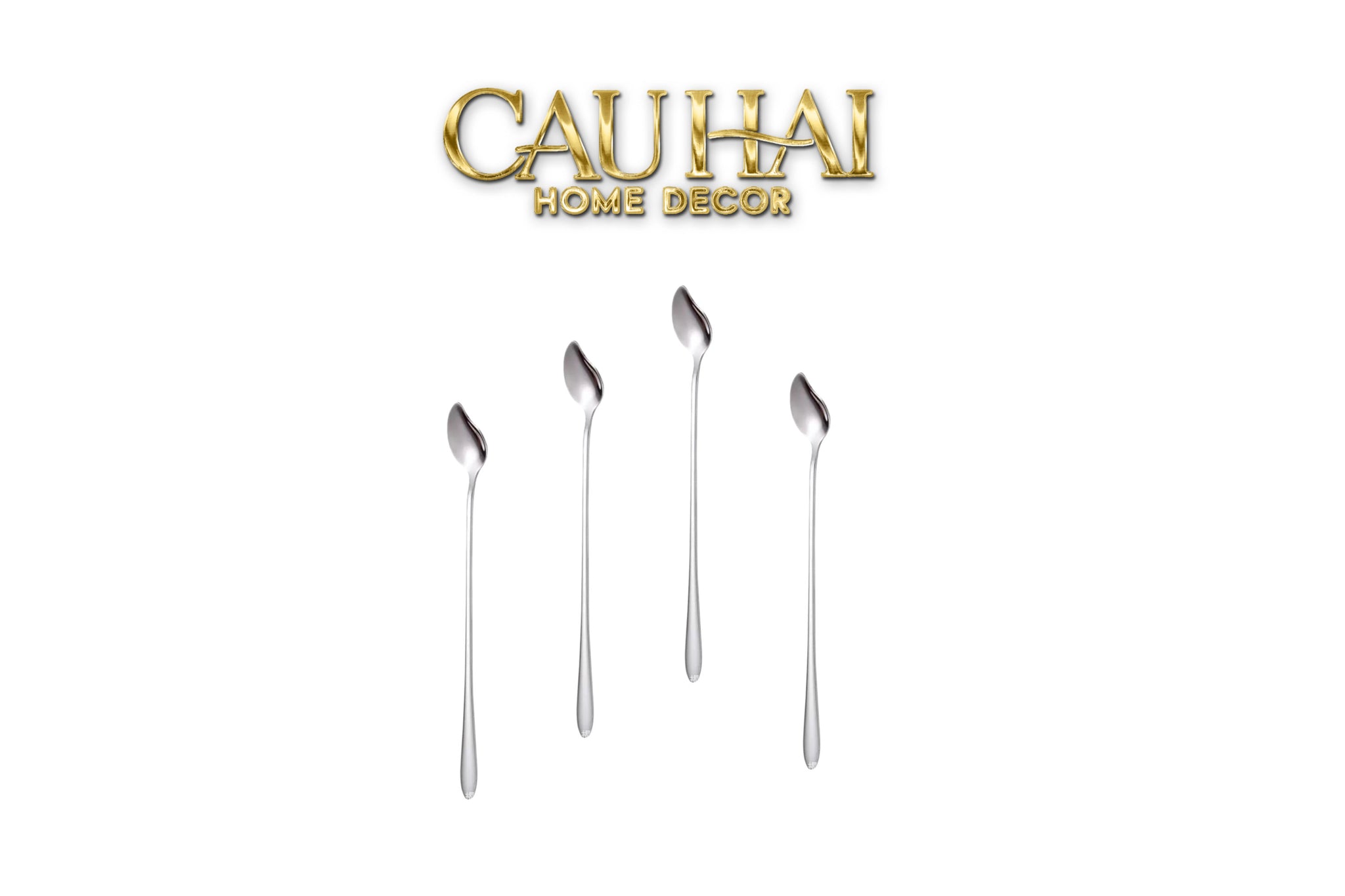 Set Muỗng Dài Thìa Coffee Argent Golden Leaf Coffee Spoon Set 4pcs. 2.2x19.5cm-CẬU HAI HOME DECOR