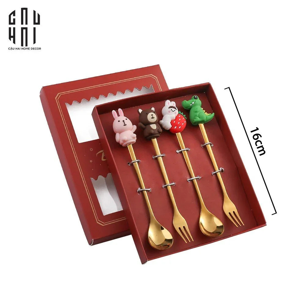 SET MUỖNG NĨA BEST WISHES 4PCS - CẬU HAI HOME DECOR