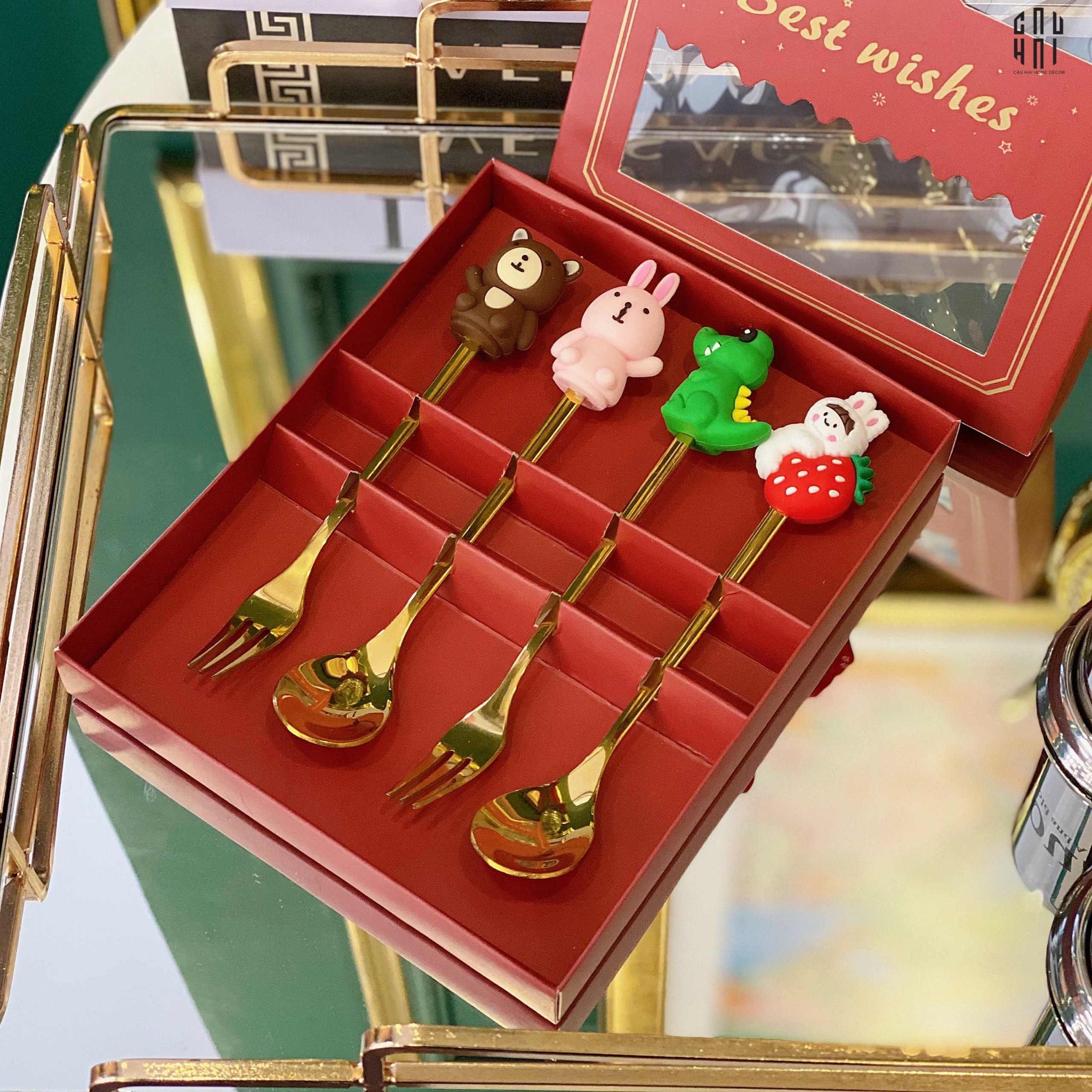 SET MUỖNG NĨA BEST WISHES 4PCS - CẬU HAI HOME DECOR