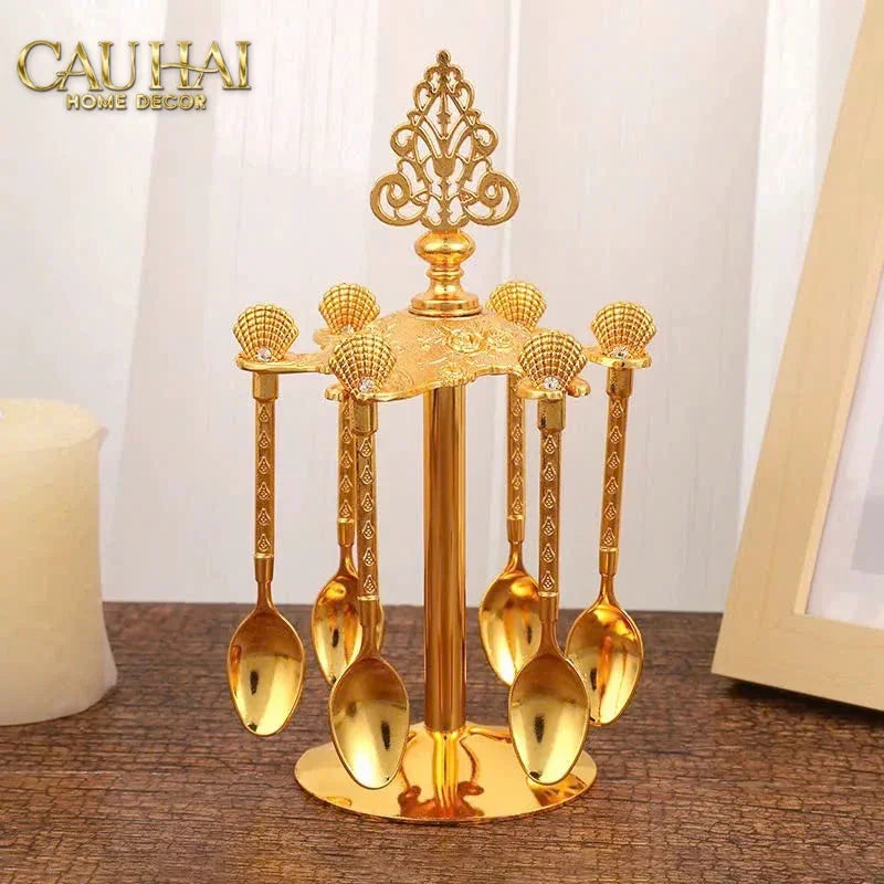 Set Muỗng Persian Gold Coffee Spoon Babylon 6Pcs-CẬU HAI HOME DECOR
