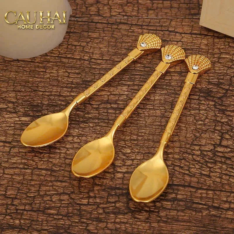 Set Muỗng Persian Gold Coffee Spoon Babylon 6Pcs-CẬU HAI HOME DECOR
