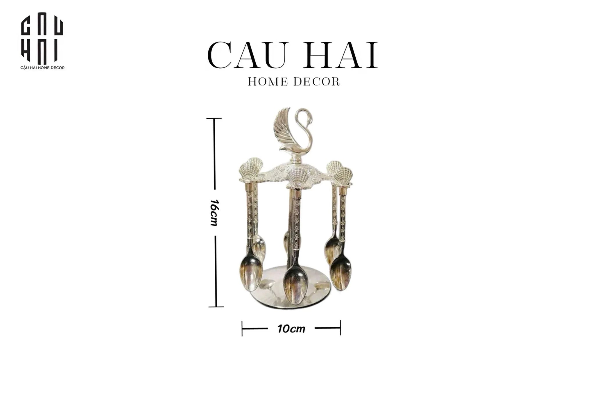 SET MUỖNG - SILVER COFFEE SPOON SWAN CAROUSEL 6 CÁI - CẬU HAI HOME DECOR