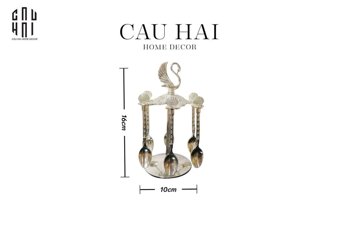 Set Muỗng - Silver Coffee Spoon Swan Carousel 6 Cái-Dinner Cutlery Set Dao Muỗng Nĩa-Đối tác tại Trung Quốc theo từng đơn đặt hàng-CẬU HAI HOME DECOR