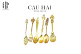 SET MUỖNG TRÁNG MIỆNG - GOLD COFFEE SPOON ANTIQUE 6 CÁI - CẬU HAI HOME DECOR
