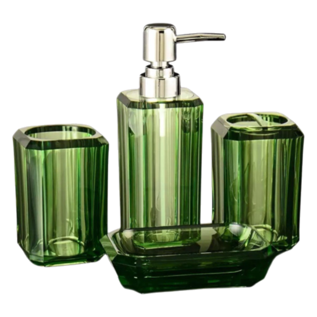 Set Nhà Tắm Acrylic 4 Món Emerald Gemstone Bathroom Vanity Set 4pcs-PHỤ KIỆN NHÀ TẮM-CẬU HAI HOME DECOR-CẬU HAI HOME DECOR