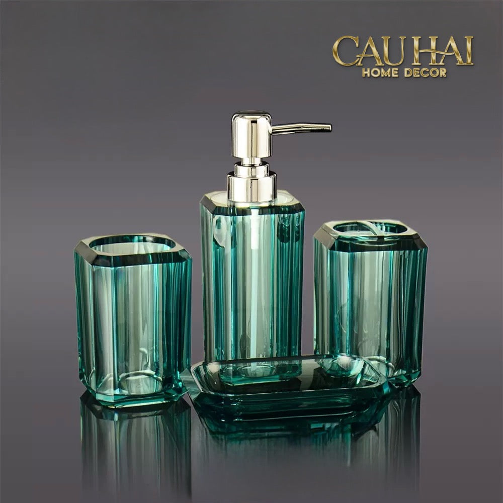 Set Nhà Tắm Acrylic 4 Món Emerald Gemstone Bathroom Vanity Set 4pcs-CẬU HAI HOME DECOR