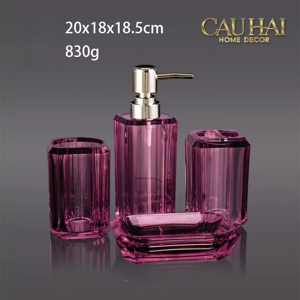Set Nhà Tắm Acrylic 4 Món Emerald Gemstone Bathroom Vanity Set 4pcs-CẬU HAI HOME DECOR