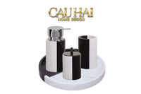Set Nhà Tắm Đá Marble Trắng Đen Bản Đặc Biệt - Monolith Noir & Ivoire Oval Tray - Bathroom Vanities 4pcs-CẬU HAI HOME DECOR