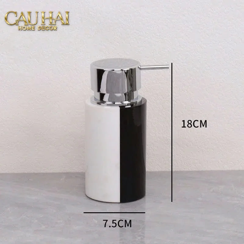 Set Nhà Tắm Đá Marble Trắng Đen Bản Đặc Biệt - Monolith Noir & Ivoire Oval Tray - Bathroom Vanities 4pcs-KHAY TRANG TRÍ-Đối tác tại Trung Quốc theo từng đơn đặt hàng-CẬU HAI HOME DECOR