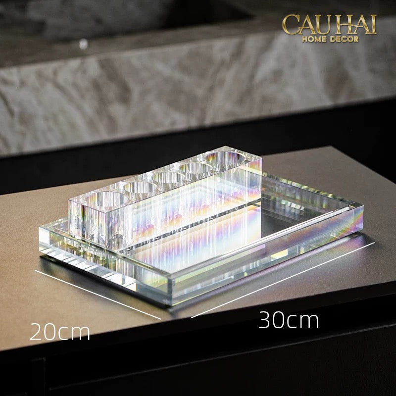 Set Nhà Tắm Pha Lê Pure Cristalleries Cannage Facetté Bathroom Vanity Sets Lọ Bàn Chải 5 Slots-PHỤ KIỆN NHÀ TẮM-CẬU HAI HOME DECOR-CẬU HAI HOME DECOR