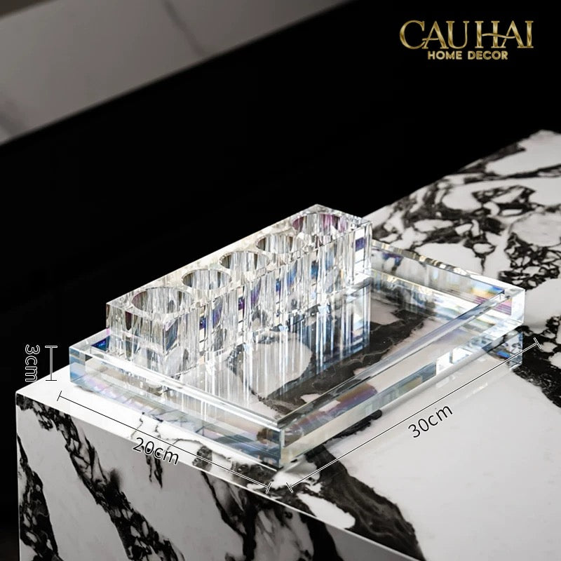 Set Nhà Tắm Pha Lê Pure Cristalleries Cannage Facetté Bathroom Vanity Sets Lọ Bàn Chải 5 Slots-PHỤ KIỆN NHÀ TẮM-CẬU HAI HOME DECOR-CẬU HAI HOME DECOR