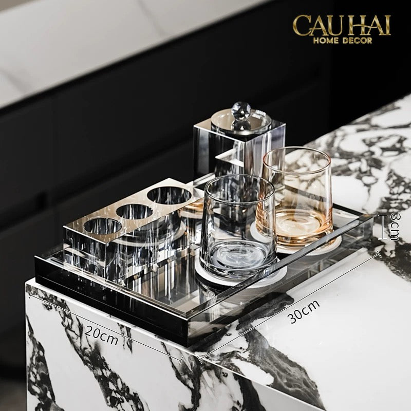 Set Nhà Tắm Pha Lê Pure Cristalleries Cannage Facetté Bathroom Vanity Sets Lọ Bàn Chải 5 Slots-PHỤ KIỆN NHÀ TẮM-CẬU HAI HOME DECOR-CẬU HAI HOME DECOR